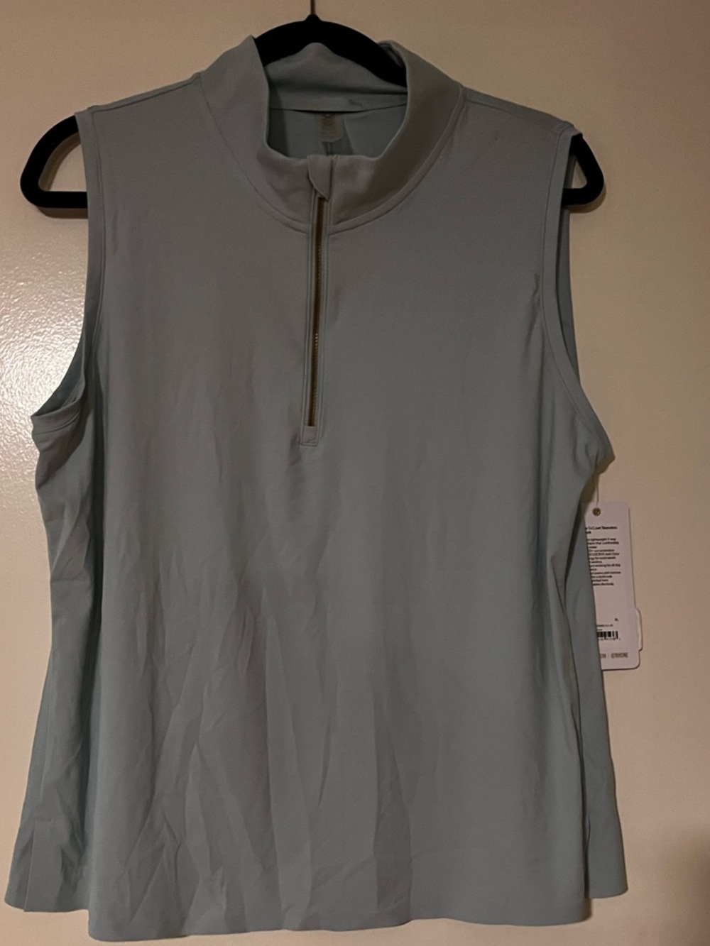 RHONE Sleeveless Zip Mock Neck Tank in Light Blue